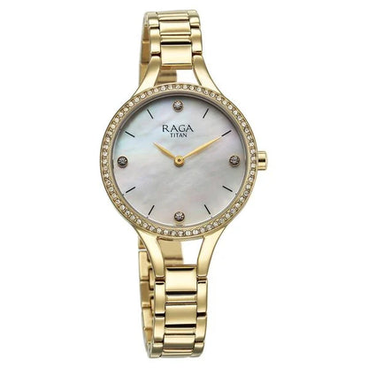Raga Showstopper Quartz Analog Mother Of Pearl Dial Metal Strap Watch for Women 95275YM01