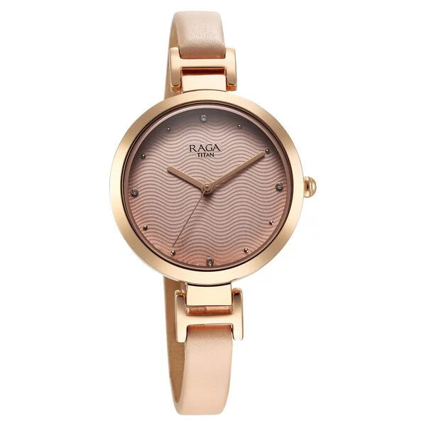 Raga Memoirs Quartz Analog Pink Dial With Pink Color Leather Strap Watch For Women