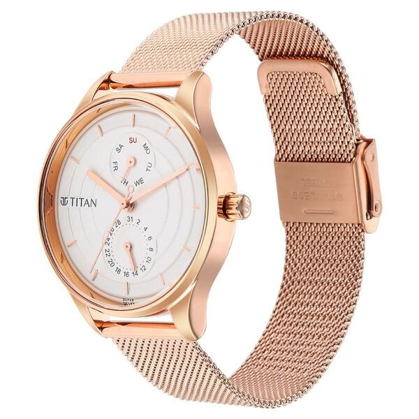 Neo Workdays Silver Dial Quartz Multifunction Stainless Steel Strap watch for Women