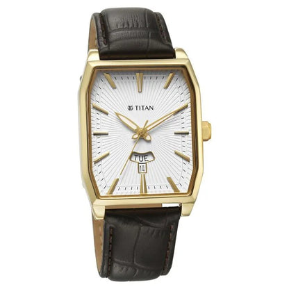 Regalia Opulent White Dial Analog with Day and Date Leather Strap Watch for Men