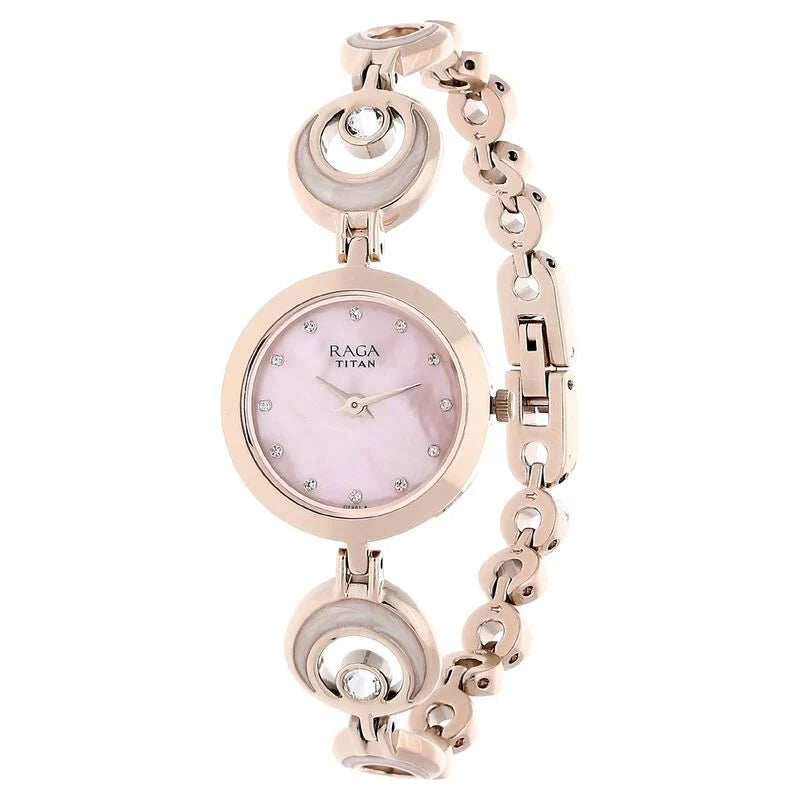 Analog Mother Of Pearl & Metal band Women's Watch NR2540WM03