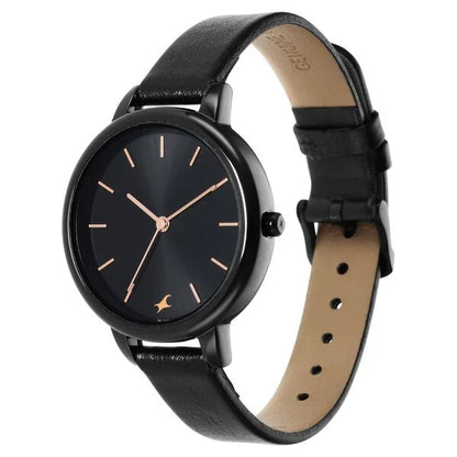 Fastrack Analog Black & Leather Women' NS6234NL01