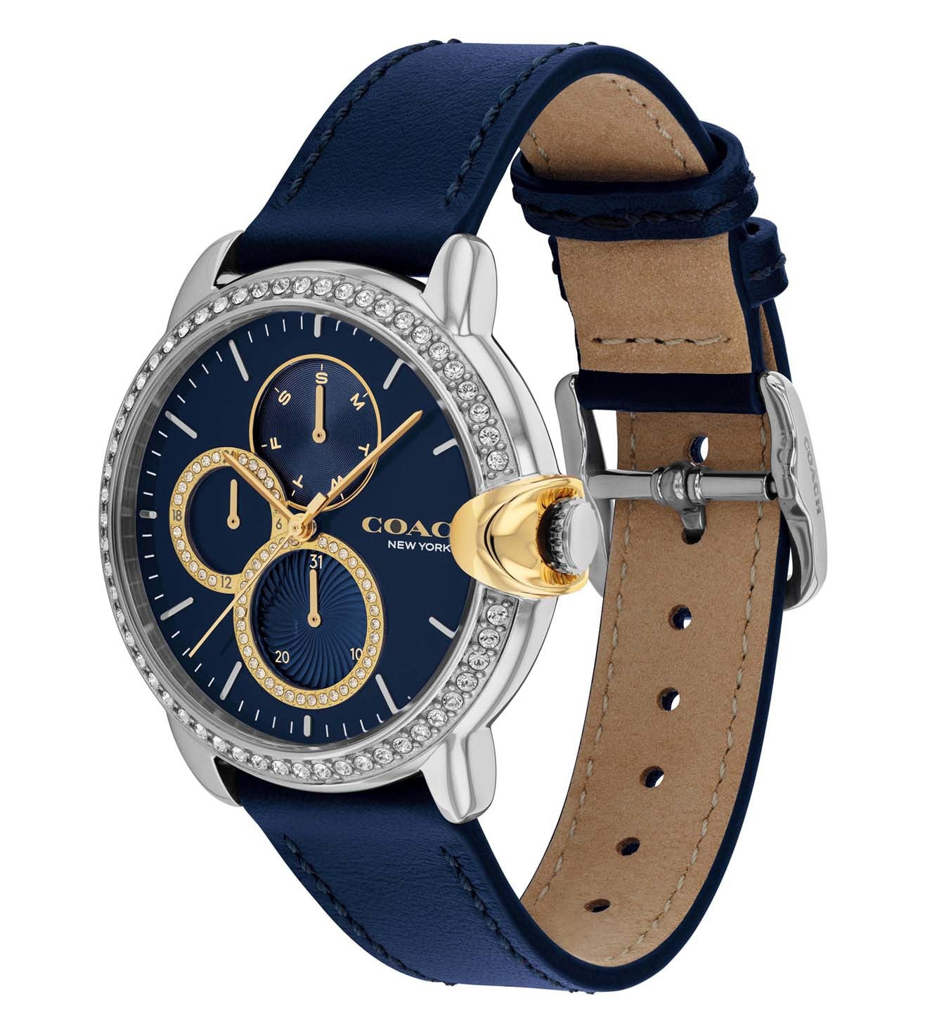 Coach Multifunction Navy & Leather Women's Watch NDCO14503734W