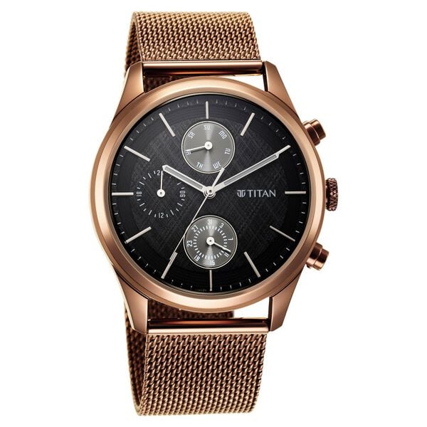 Neo Splash Black Dial Quartz Analog with Date Stainless Steel Strap watch for Men NS1805QM05