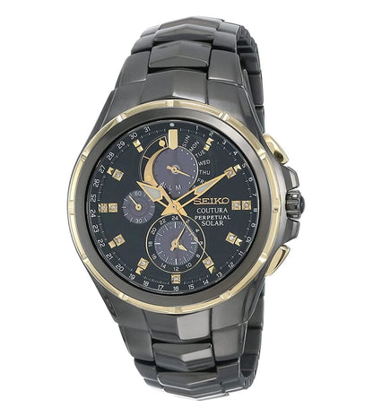 Seiko Analog Black & Stainless Steel Men's Watch SSC573P1