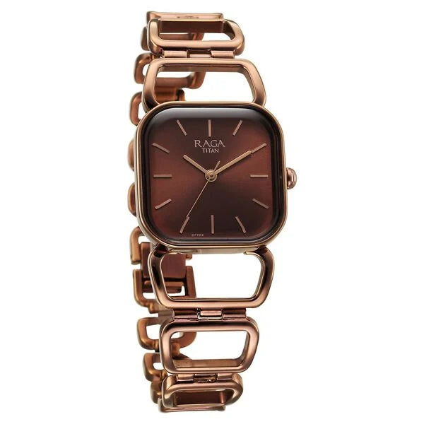 Raga Ascend Quartz Analog Brown Dial With Brown Color Metal Strap Watch For Women
