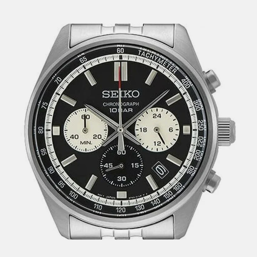 Seiko Chronograph Black & Metal band Men's Watch SSB429P1