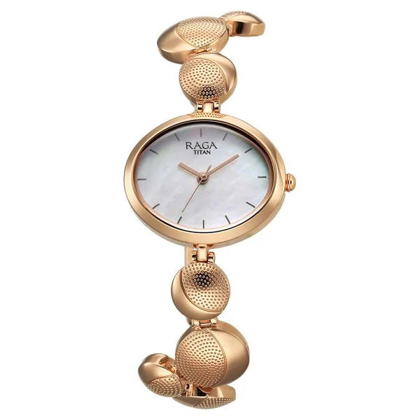 Raga Power Pearls Quartz Analog Mother Of Pearl Dial Metal Strap Watch for Women 2721WM01F