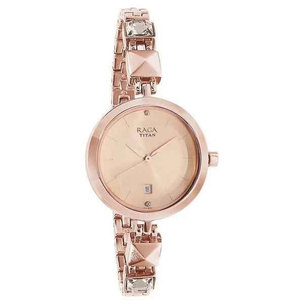 Raga Viva Rose Gold Dial Analog Metal Strap watch for Women