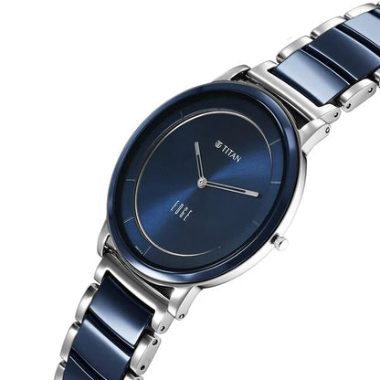 Edge Fusion Slim Two-Toned Steel And Ceramic Strap Blue Dial Analog Watch for Men