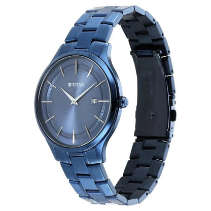 Classique Slimline Blue Dial Quartz Analog with Date Stainless Steel Strap watch for Men