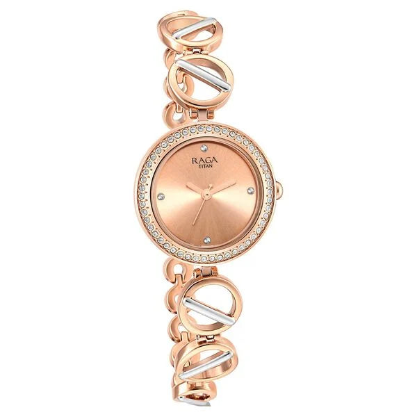Raga Viva Rose Gold Dial Women Watch With Metal Strap NS2643KM01