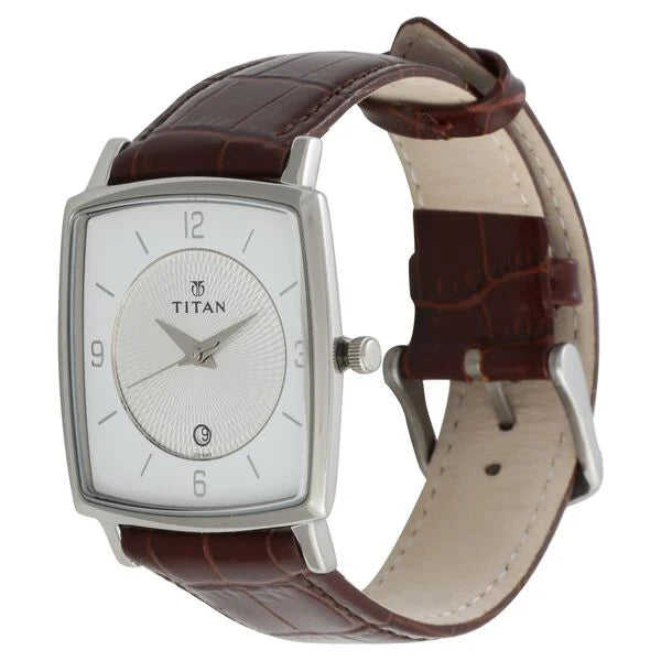 Analog Silver & Leather Men' NS9159SL01