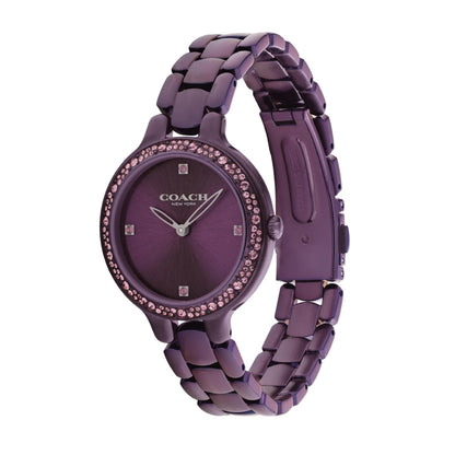Coach Chelsea Qtz Basic Purple Round Dial Women's Watch|Ionic Plated Purple Steel Material|Purple Color Band - 14504353