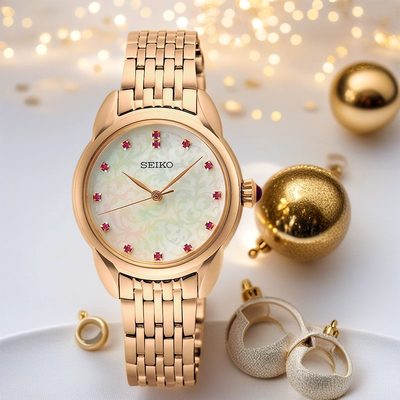 Seiko Analog Mother Of Pearl & Stainless Steel Women's Watch SUR564P1
