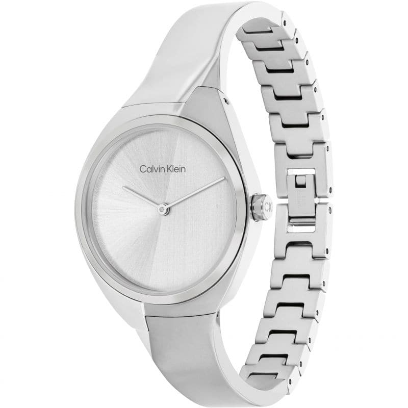 Calvin Klein Women's Quartz Stainless Steel Case and Bangle Bracelet Watch, Color: Silver 25200234