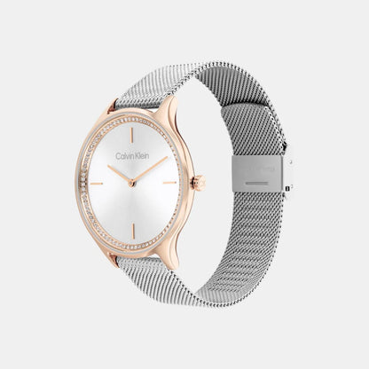 Quartz Female Analog Silver White Mesh Watch 25100006