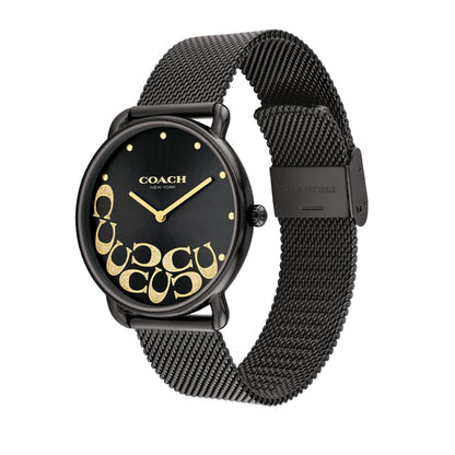 Coach Elliot Qtz Basic Black Round Dial Women's Watch|Ionic Plated Black Steel Material|Black Color Band - 14504340