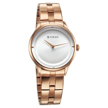 Workwear Quartz Analog White Dial Stainless Steel Strap Watch for Women NS95185WM02