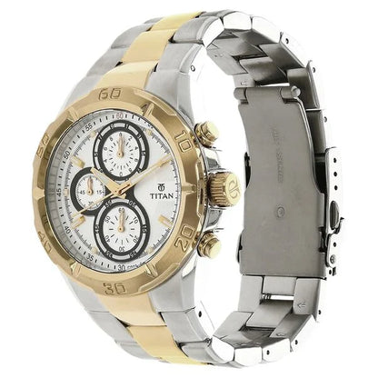 Chronograph White Dial Stainless Steel Strap watch for Men NS9308BM01