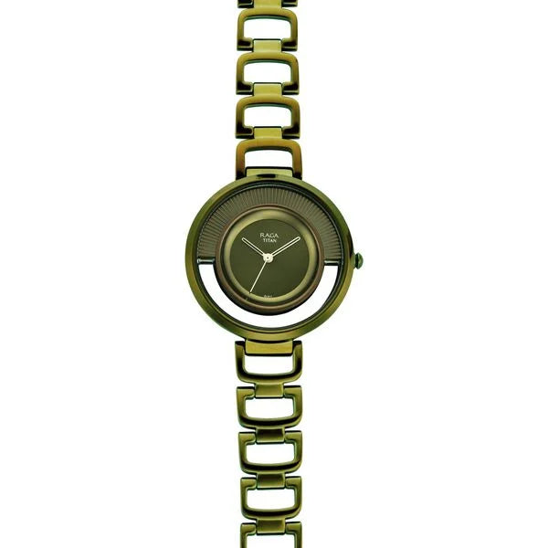 Raga Moments Of Joy Green Dial Women Watch With Metal Strap