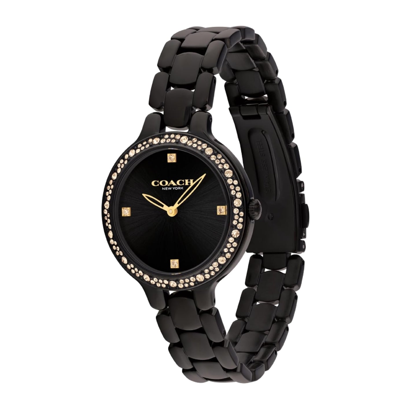 Coach Chelsea Qtz Basic Black Round Dial Women's Watch|Ionic Plated Black Steel Material|Black Color Band - 14504352