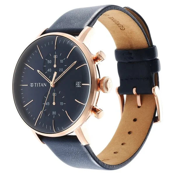 Infinity Display Blue Dial Chronograph Leather Strap watch for Men