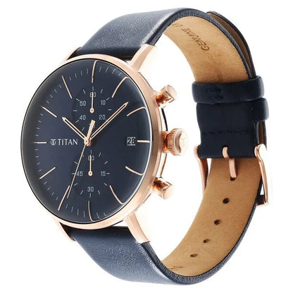 Infinity Display Blue Dial Chronograph Leather Strap watch for Men