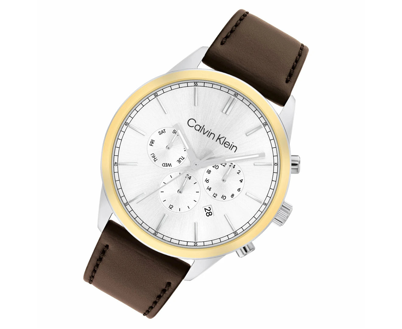 Infinite Male Silver Chronograph Leather Watch 25200381