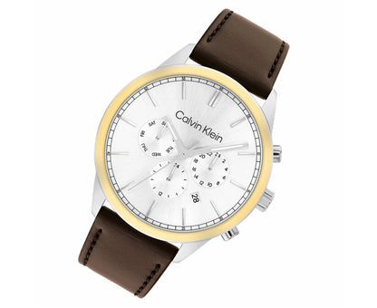 Infinite Male Silver Chronograph Leather Watch 25200381