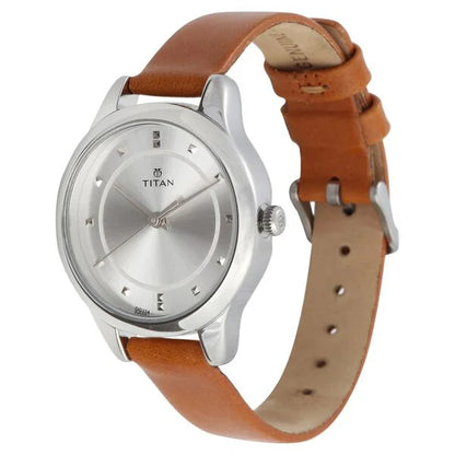 Workwear Silver Dial Women Watch With Leather Strap NP2481SL06