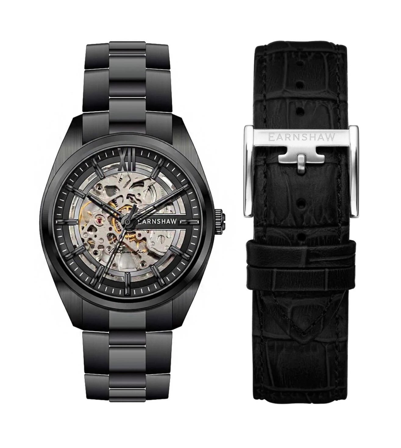 Earnshaw  Black & Stainless Steel Men's Watch ES 8208 55