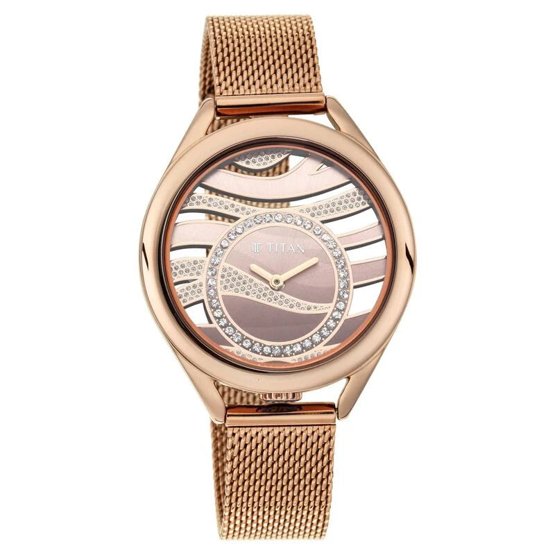 Analog Brown & Stainless Steel Women's Watch NR95130QM01