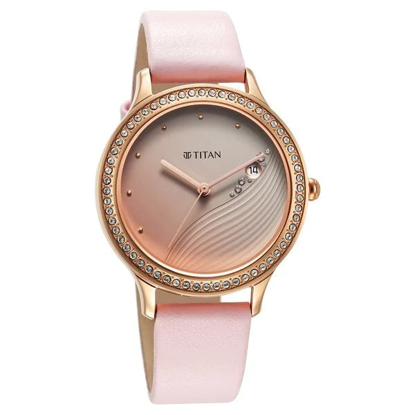 Purple Glam It Up Pink Dial Analog with Date Strap Watch for Women