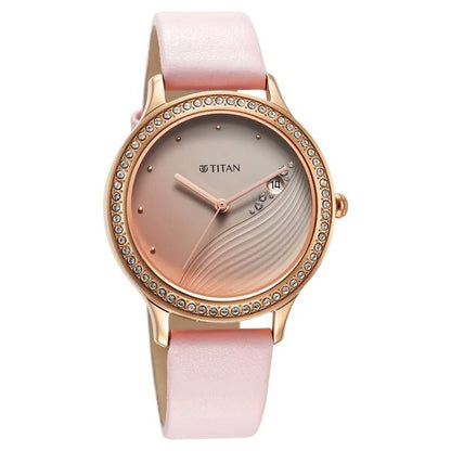 Purple Glam It Up Pink Dial Analog with Date Strap Watch for Women