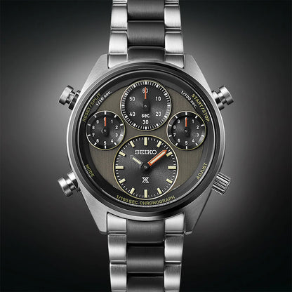 Seiko Chronograph Black & Metal band Men's Watch SFJ005P1