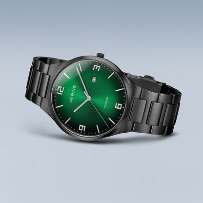 BERING Analog green & titanium Men's Watch 15240 728