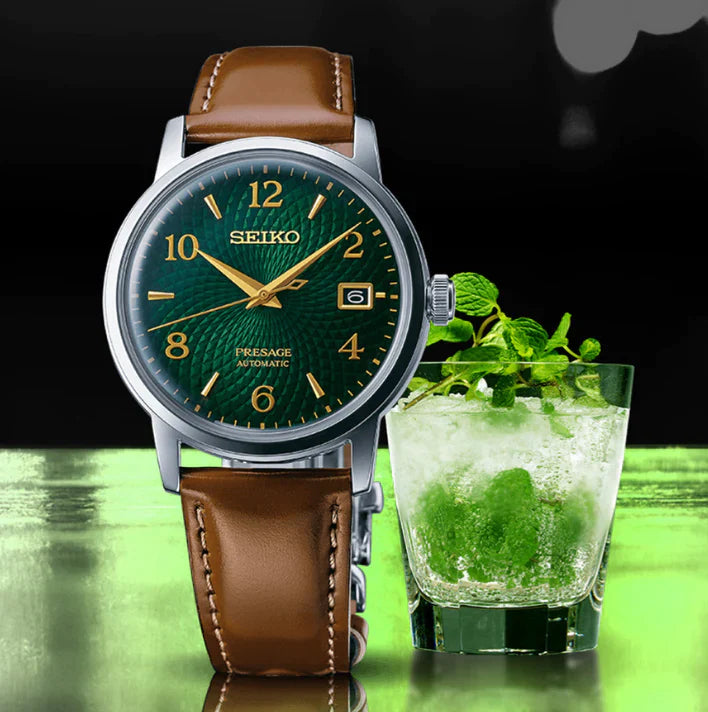 Seiko analog Green & Leather Unisex Watch SRPE45J1