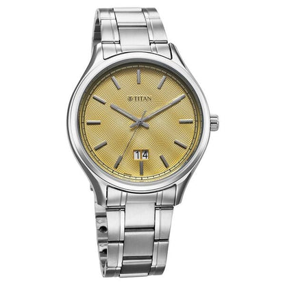 Analog Yellow & Stainless Steel Men's Watch 10033SM06