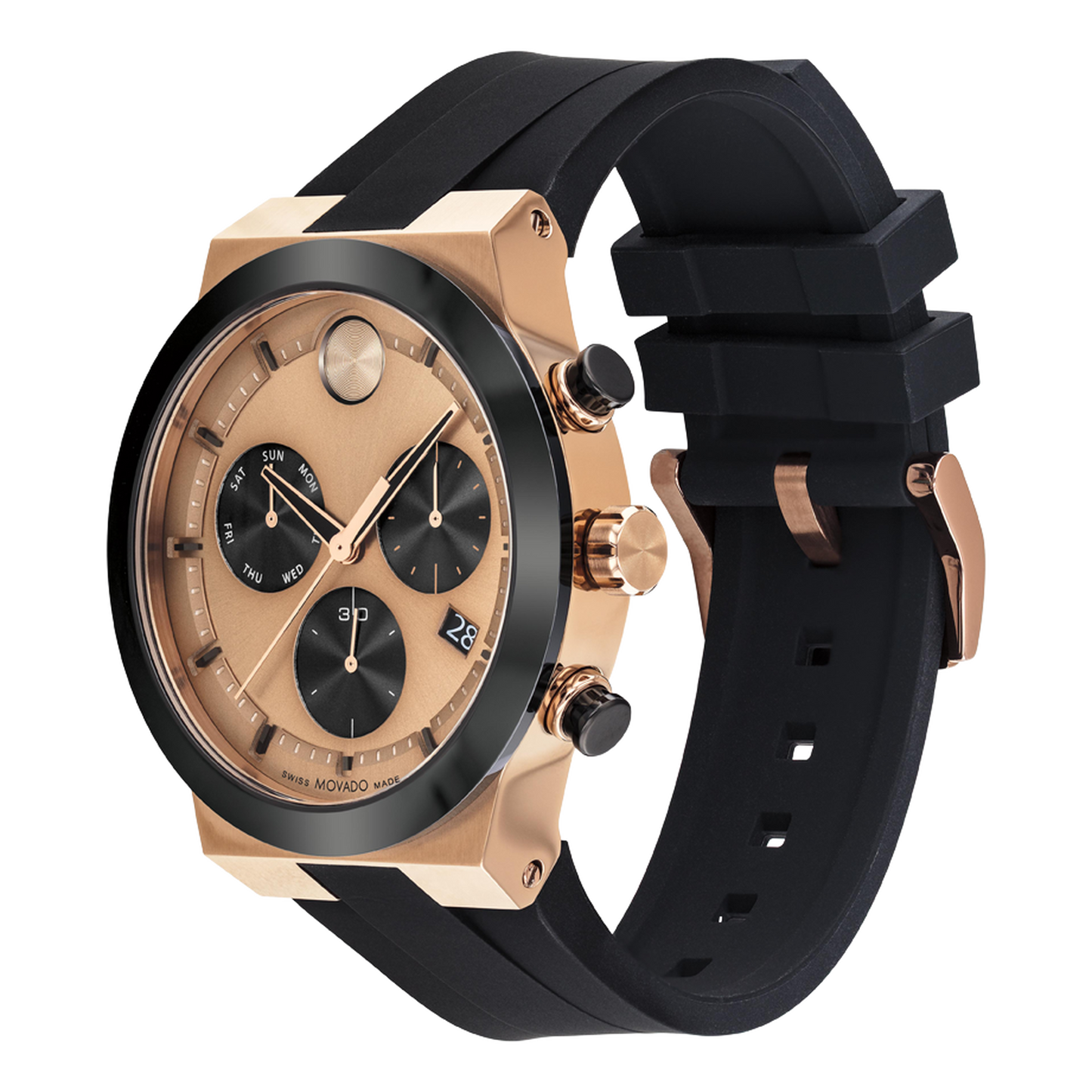 Movado Analog Rose Gold & Silicone Men's Watch 3600854