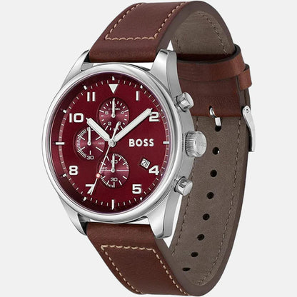Hugo Boss Analog Red & Leather Men's Watch 1513988