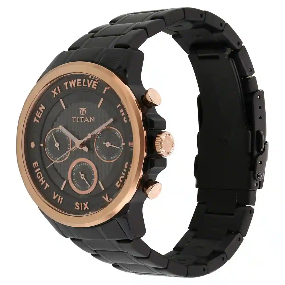 Multifunction Black & Stainless Steel Men's Watch 1747KM02