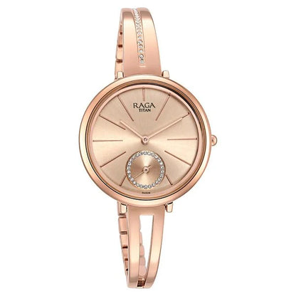 Raga Viva Rose Gold Dial Women Watch With Metal Strap