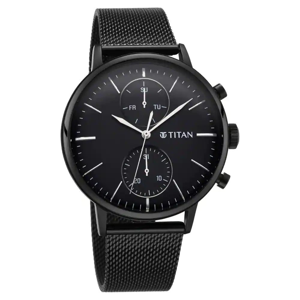 Multifunction Black & Stainless Steel Men's Watch NQ90135NM01
