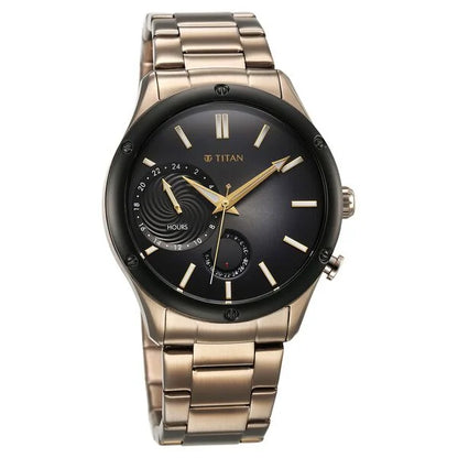 Stellar Quartz Multifunction Brown Dial Stainless Steel Strap Watch for Men