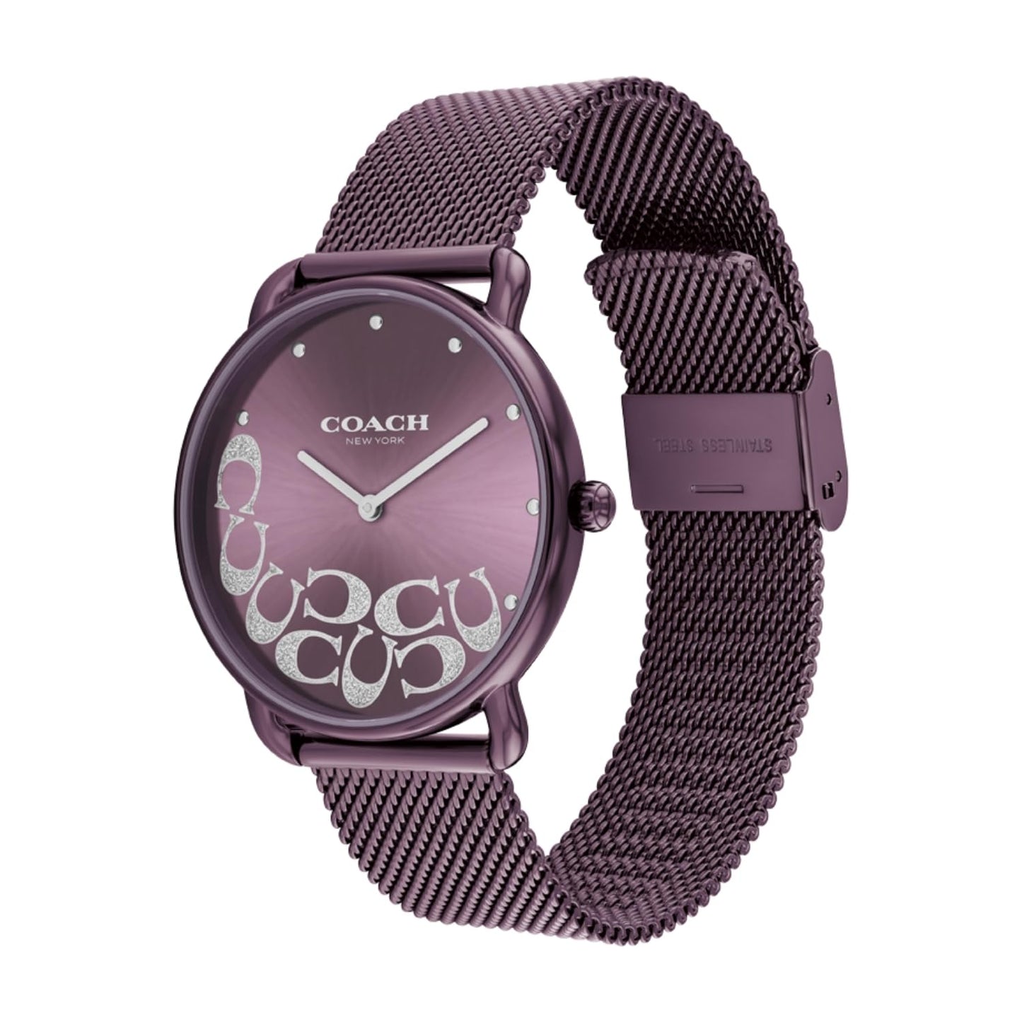 Coach Elliot Qtz Basic Purple Round Dial Women's Watch|Ionic Plated Purple Steel Material|Purple Color Band - 14504339
