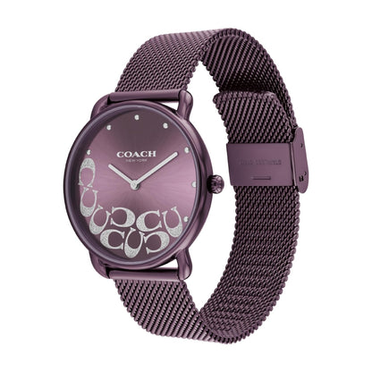 Coach Elliot Qtz Basic Purple Round Dial Women's Watch|Ionic Plated Purple Steel Material|Purple Color Band - 14504339