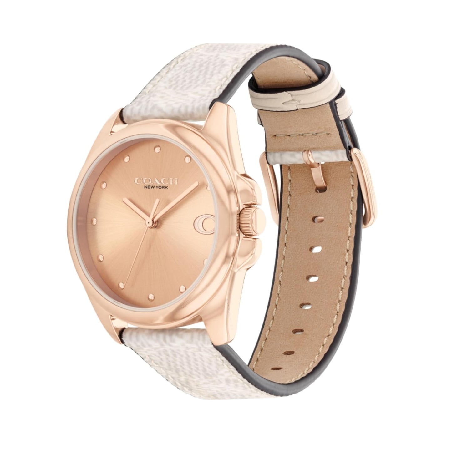 Coach Greyson Qtz Basic Rose Gold Round Dial Women's Watch|Grey PVC Material|Grey Color Band