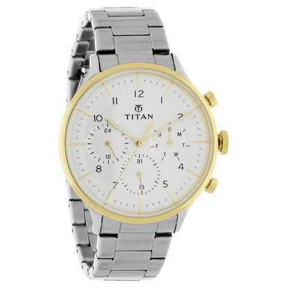 White Dial Quartz Multifunction Stainless Steel Strap watch for Men NS90102BM01