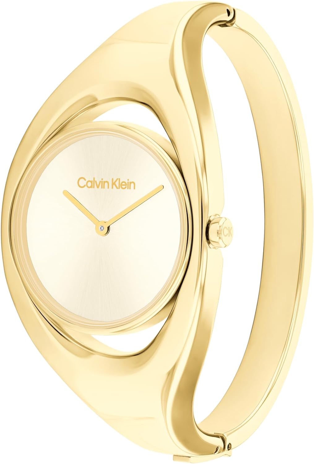 Calvin Klein Women's CK Elation Wristwatch, 2 Hand, Gold Plated, Minimalistic Bangle Style 25200391